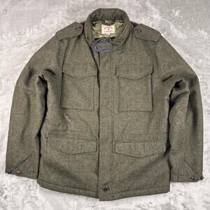 Brooks Brothers Red Fleece Green Tweed Field Jacket Hoodie Size Large